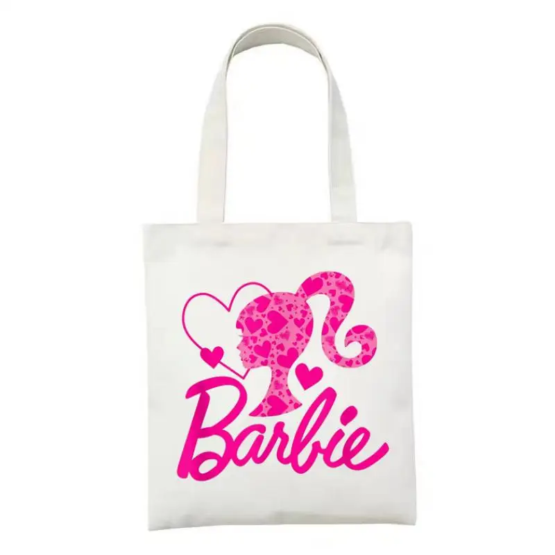 

Barbie Party Kawaii Cartoon Printed Canvas Bag Shoulder Bag Folding Bag Handbag Cute Shopping Bag
