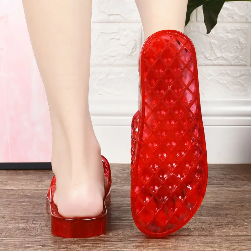 Women's Summer Slippers Crystal Bathroom Home Interior Jelly Plastic Non-slip Lady Transparent Zapatos Para Mujer