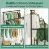 Double Rod Clothing Garment Rack on Wheels, 45 Inches Clothes Rack with Mesh Bottom Shelf for Hanging Clothe 5