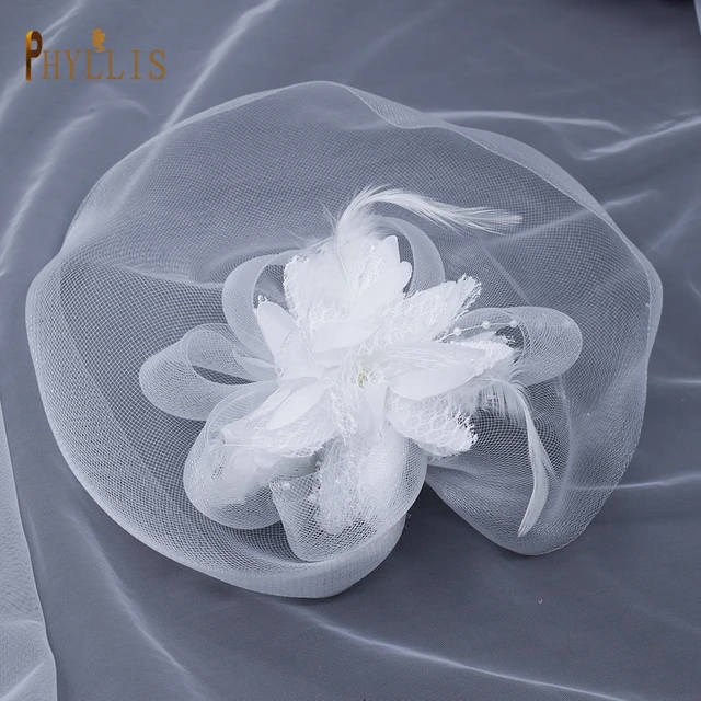 JM02 White Black Bridal Fascinator Birdcage Veil Wedding Hat Short Bride Face Veil Charming Evening Blusher Veil Bridal Headwear White