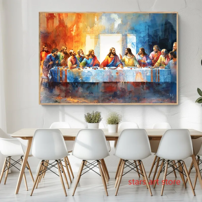 Vintage L'Ultima Cena Gesù Bibbia Versetto Fede Cristiana Art Poster Tela Pittura Stampe Murali Immagine Soggiorno Home Decor 4