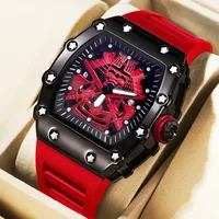Fashion Men’s Barrel-Shaped Quartz Watch, Luminous Waterproof Design, Silicone Band, Popular Sports Watch for Bulk Orders