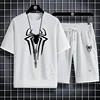Summer Men's Spider Print T-shirt + Shorts Suit Casual Two-piece Waffle Sportswear 2024 Fashionable and Comfortable Suit M-3XL 2