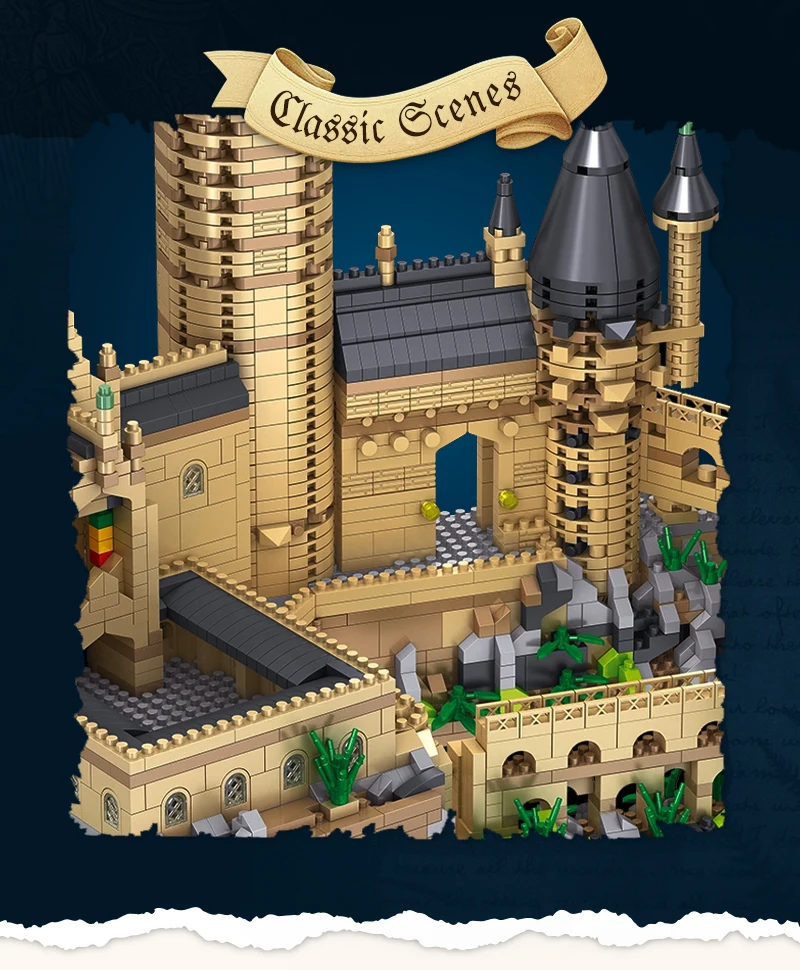 6000 Teile Mittelalterliches Magisches Schloss Baustein-Set Hogwarts MOC Bausteine Spielzeug Potter Lehrreiches Geschenk Erwachsenen-Mikroblock-Modell – Detail 5