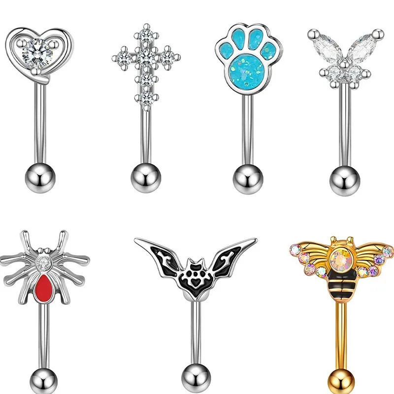 Stainless steel curved rod eyebrow nail unique shape eyebrow ring human body piercing ear cartilage nail finger jewelry body piercing jewelry