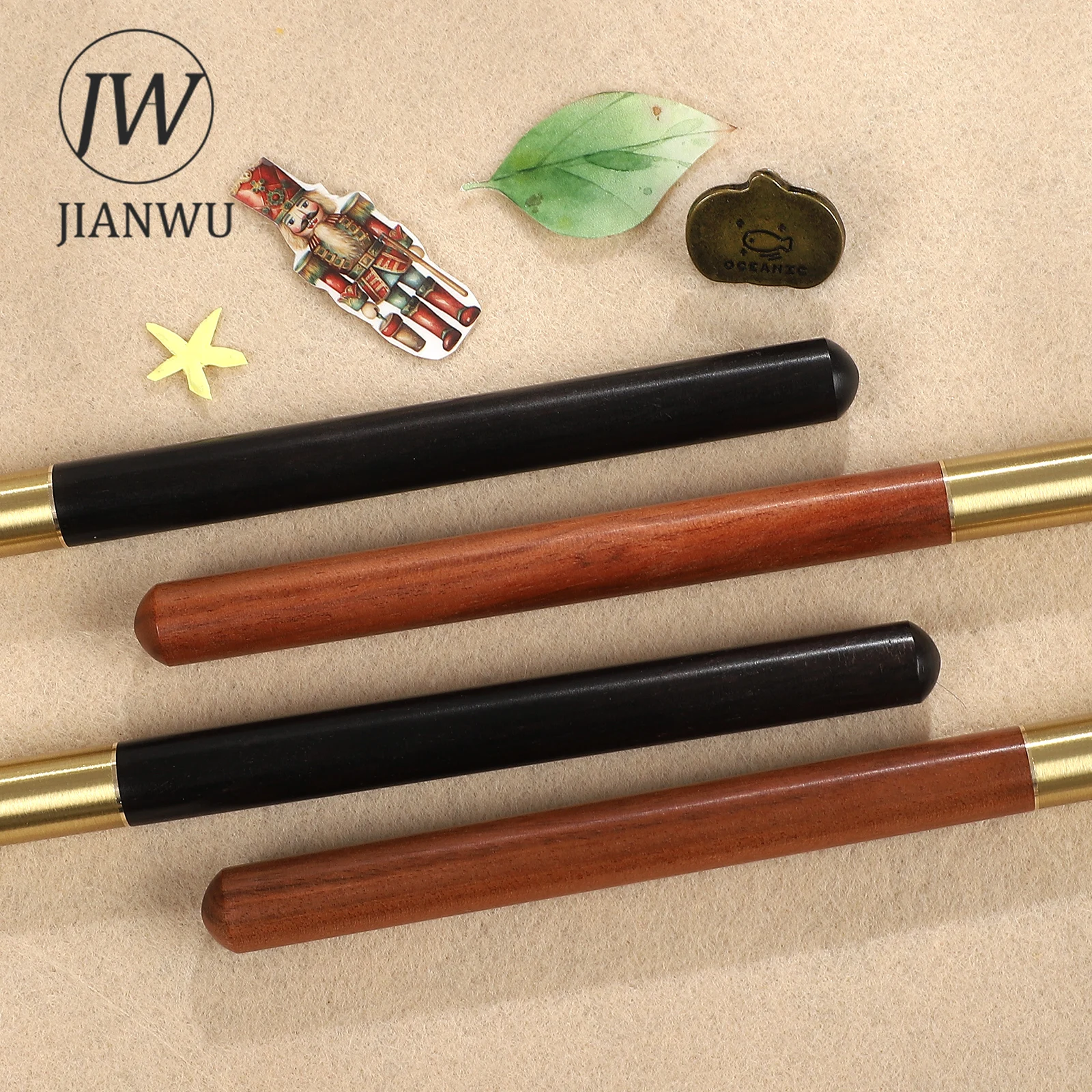 JIANWU 빈티지 펜 모양의 종이 절단 나무 손으로 조각 한 칼 저널 재료 휴대용 절단 도구 크리 에이 티브 문구