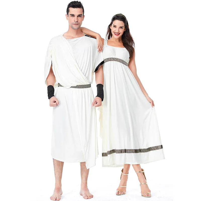 

Halloween Couples Cosplay Costume Ancient Rome Greek Mythology Olympus Zeus Hera Fancy Dress Toga God Goddess Clothes Uniform