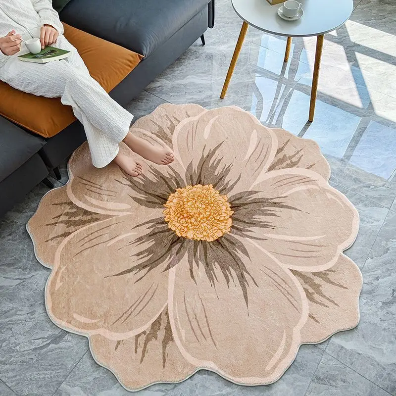 

Wool Living Room Flower Carpet Round Bedroom Rugs Bathroom Water Absorption Mat Large Area Carpet for Parlor Thick Kids Carpets
