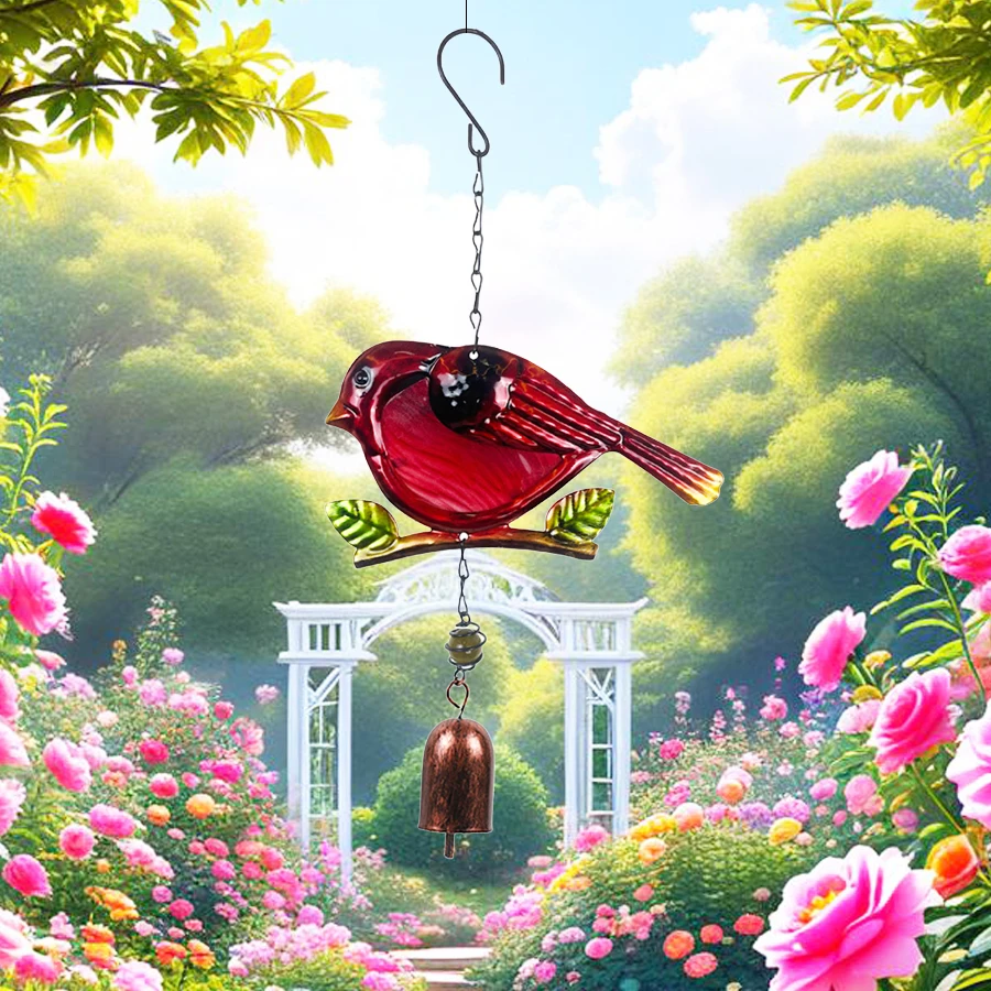 Creative Cute Bird Painted Bell Wind Chime Window Sill Garden Terrace Porch Decorative Pendant Housewarming Birthday Gift