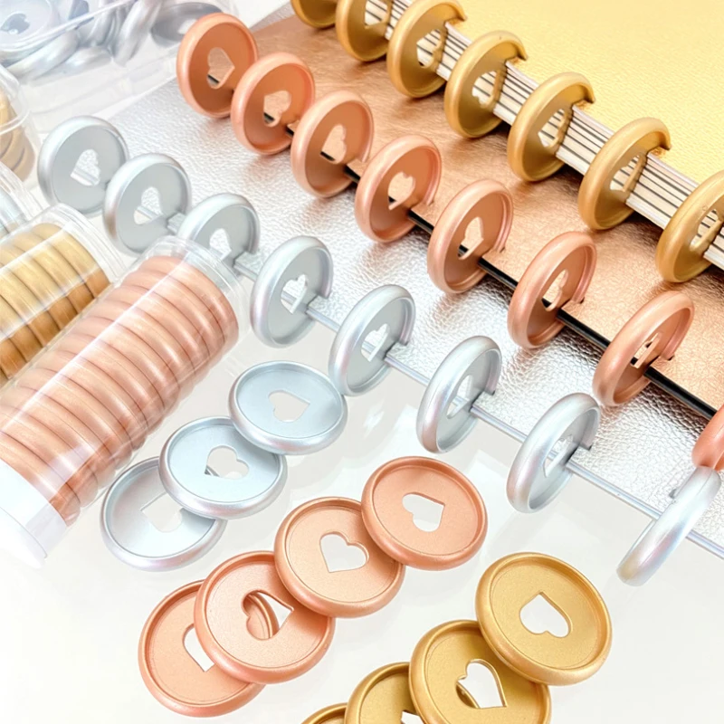 Planner Discs Binding Rings for Mushroom Hole Discbound Notebook Matte Loose-leaf Button Heart Shape Ring Binder