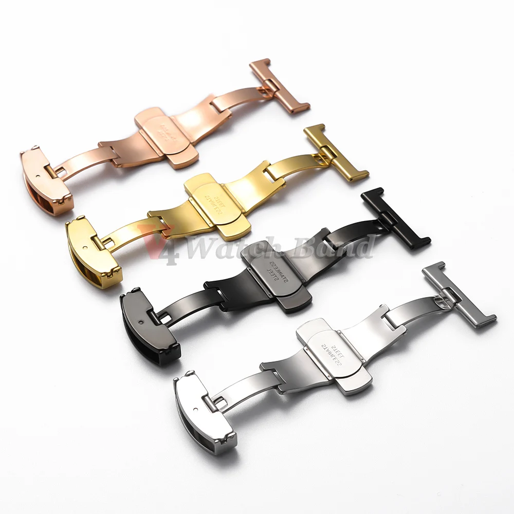 Sleek Stainless Steel Butterfly Buckle Watch Clasp Strap
