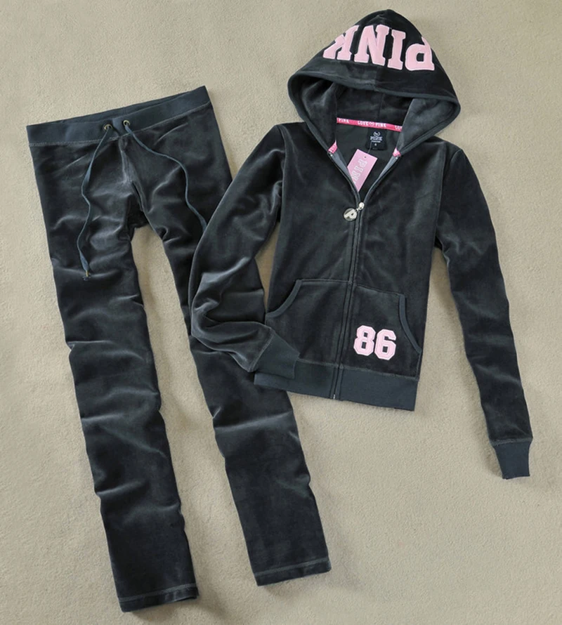 Y2K Women's Pink Velvet Tracksuit 2025 Spring/Autumn Women's Sweatshirt and Pants Sets Velvet Tracksuit Two Piece Sets 5