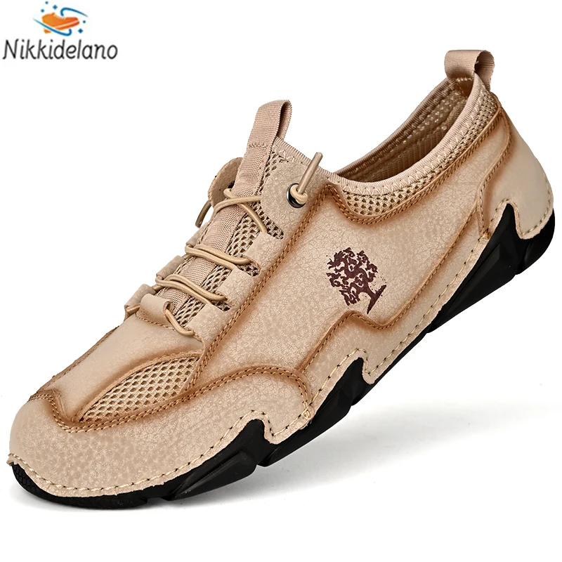 New Outdoor Men's Shoes Fashion Loafers Casual Shoes Handmade Lightweight Soft Flat Breathable Boat Shoes Moccasins Men Sneakers