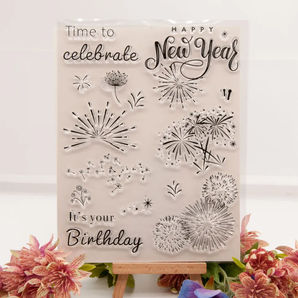 Clear Stamps Celebrate Fireworks Transparent Silicone Stamp Seal For Card Making DIY Scrapbooking Photo Album Paper Craft T1861