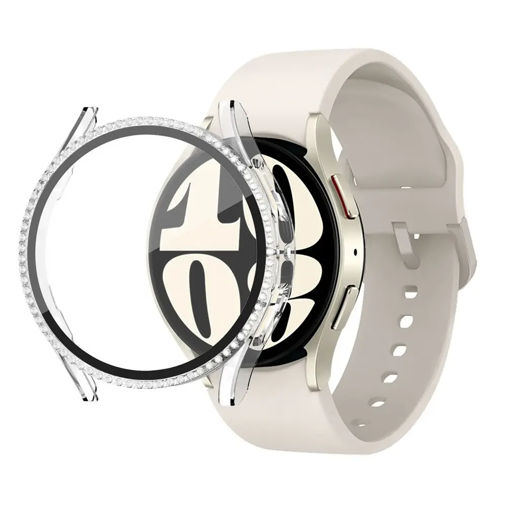 Bling Diamond Rhinestone Watch Protector with Tempered Glass Screen Film