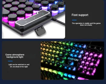 Punk Style Mechanical Keyboard 104 Keys Usb Wired Gaming Keyboards Rgb Backlit for Pc Laptop Gamers Wired Keyboard Plug and Play 6