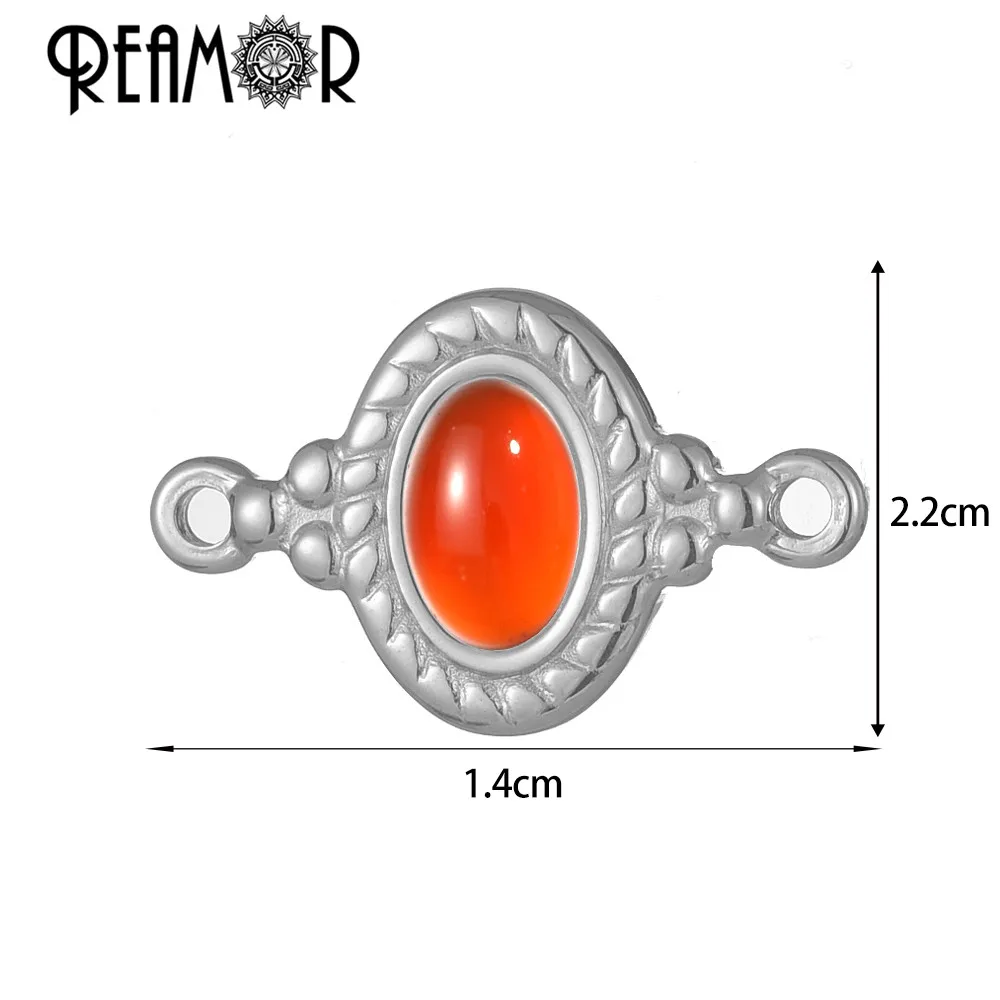 

REAMOR 4pcs Stainless Steel Bowknot Heart Eye Round Onyx Charms Pendant Connector For DIY Necklace Bracelet Jewelry Making