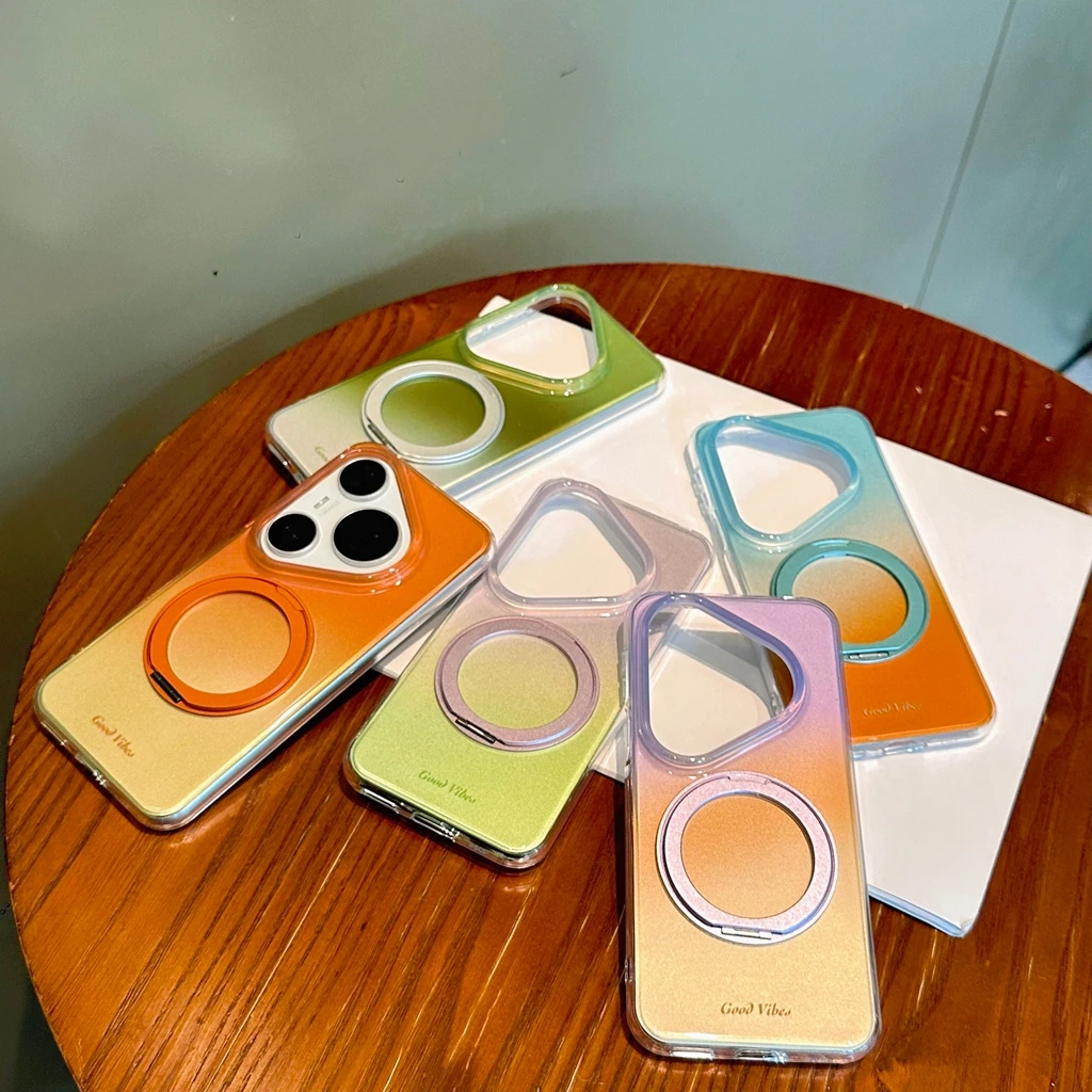 Summer Dopamine Gradient Transparent Border 360° Rotating Stand Phone Case