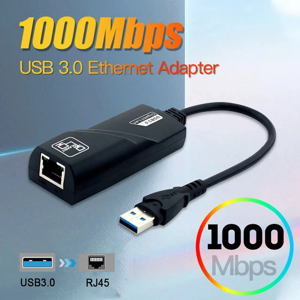 

10/100/1000Mbps USB Ethernet Adapter USB3.0 TypeC To Rj45 Lan Adaptador RTL8153 Wire Network Card for PC Macbook Windows Laptop