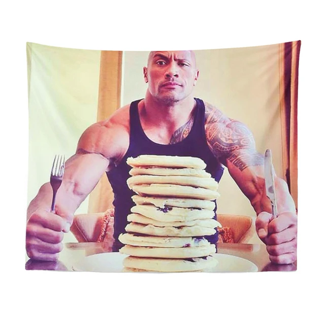 The Rock Johnson Comer Panquecas De Mirtilo Tapeçaria De Parede, Kawaii  Decoração Do Quarto, Meme Estética Decoração Do Quarto