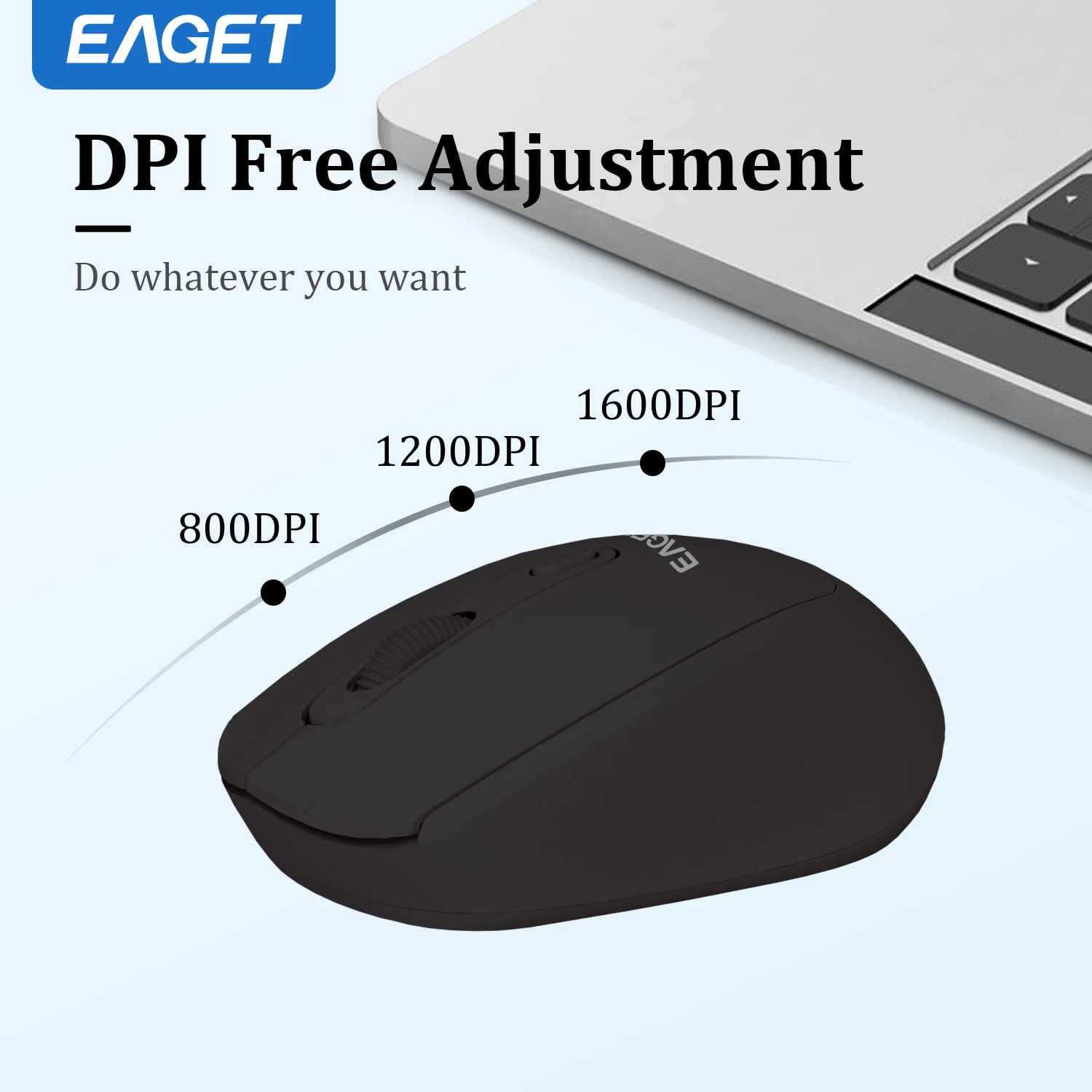 Wireless Mouse Optical Mouse Eaget Replaceable Battery 2.4G USB Three Levels DPl for Computer Laptop PC Mute
