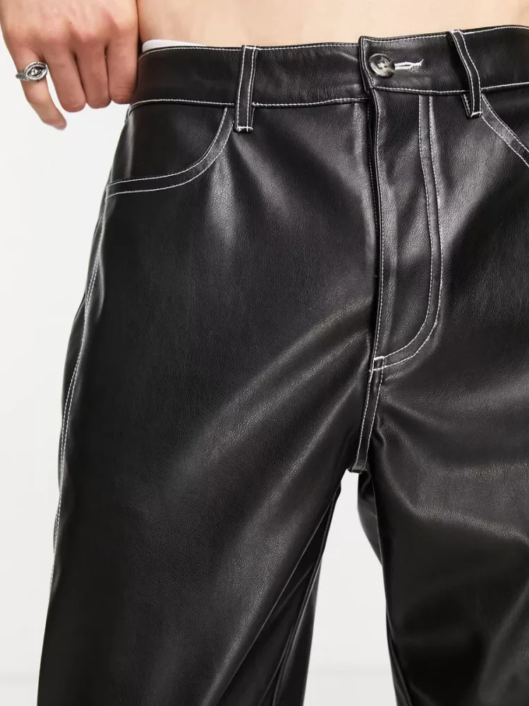 Men's Leather Pants New Fall/Winter Punk Style Fashion Rock Show Nightclub Long Pants