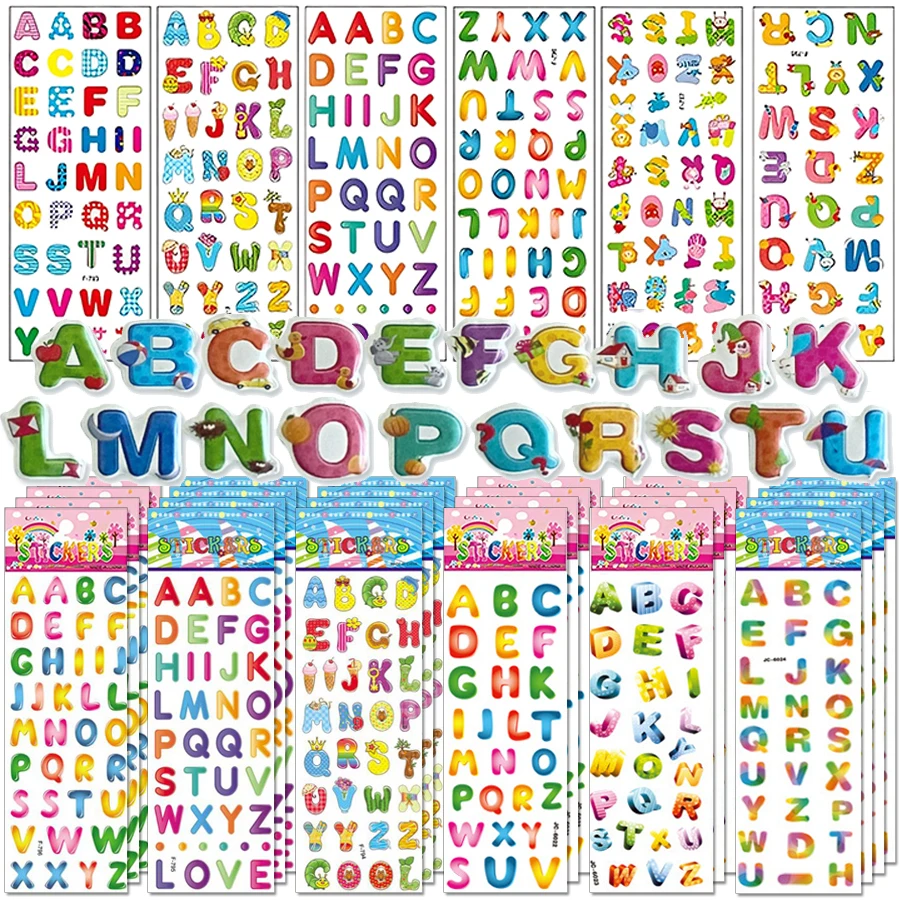Cartoon Letter Design Bubble Stickers - Self-Adhesive Decorative Set