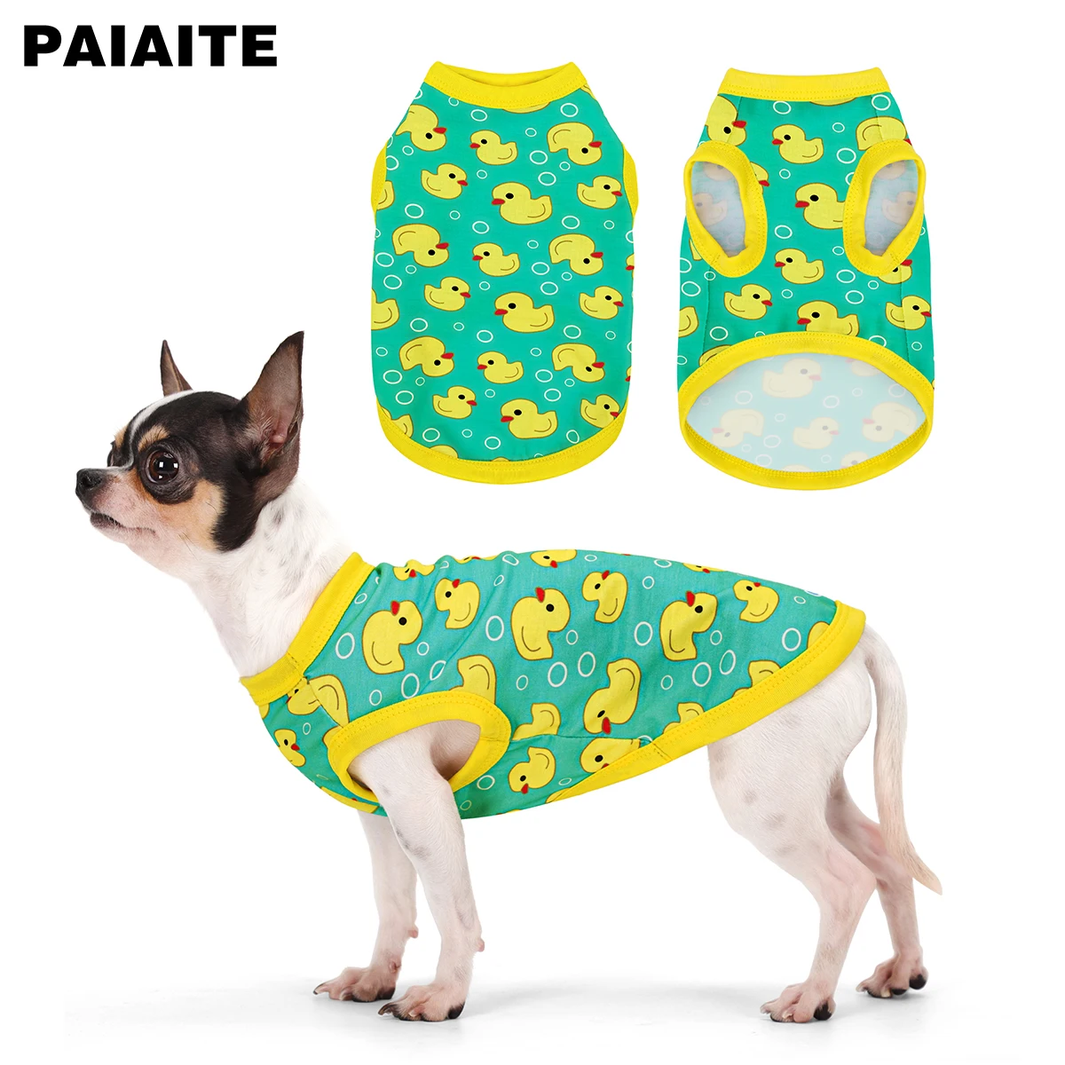 Pet dog shirt Dog suit Sleeveless Dog Shirt Moisture-Wicking Breathable Wrinkle-Resistant Yellow Duck Tank Top for Small Medium and Large Dogs