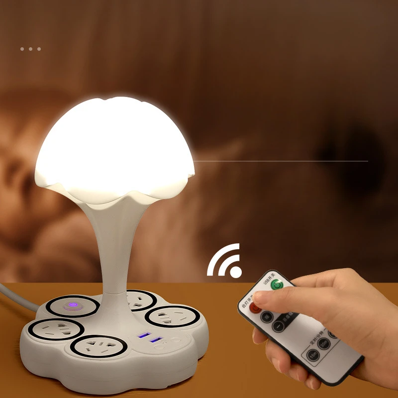 Multifunctional USB Socket Table Lamp Led USB Rechargeable Desk Lamp Eye Protection Learning Children Bedroom Bedside Lamp 2