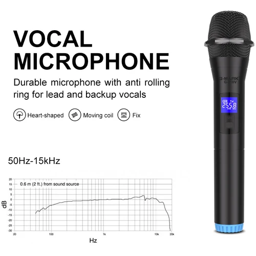 무선 마이크 G-MARK G210V 2 채널 VHF 전문 휴대용 가라오케 마이크 파티 교회 쇼 회의 4