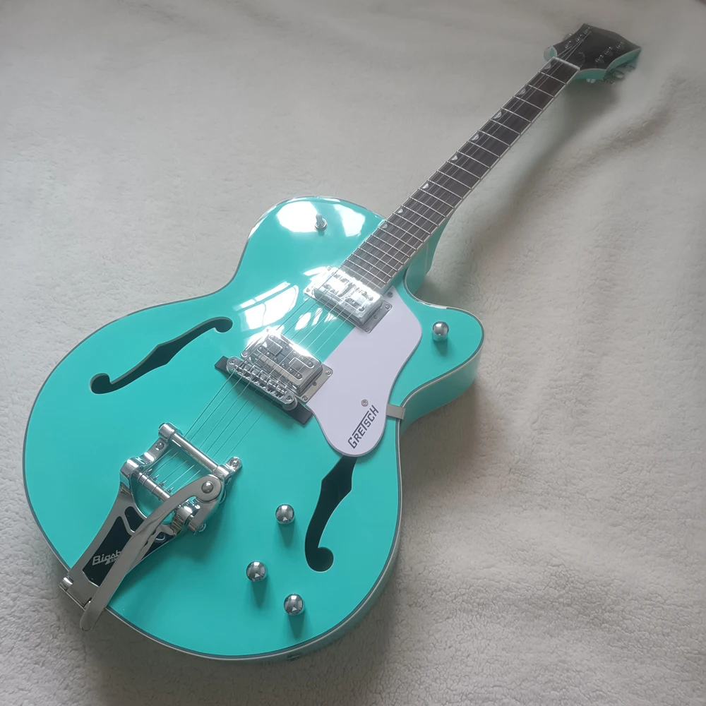 

Горячая Распродажа, электрическая гитара, джазовая гитара с полым корпусом, мост bigsby vibrato, никель-хромовое оборудование