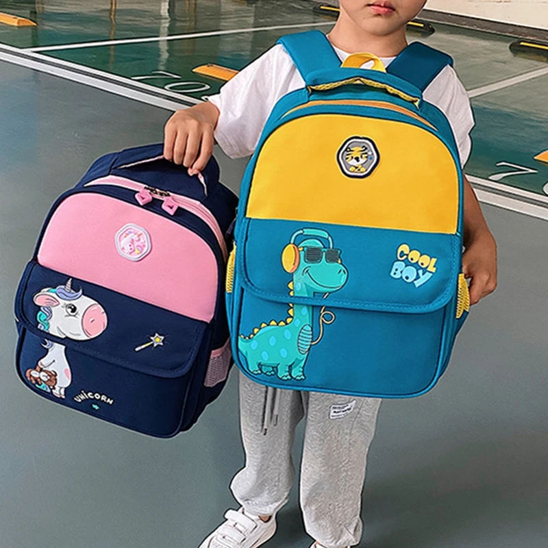 Boy Girl New Colorblcok Unicorn Dinosaur School Pen Bags Cute Grade Kawaii Children Anime Backpacks In Kindergarten new embroidered kids backpack cute cartoon dinosaur girls boy backpack canvas kids schoold bags kindergarten children s backpack