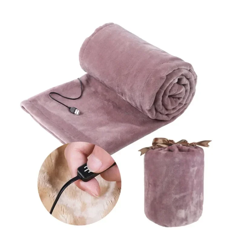 Hot 160x85cm USB Heating Blanket Travel For Sofa Bed 5 Levels Portable Electric Blanket Winter Warm Soft Plush Car Shawl Camping