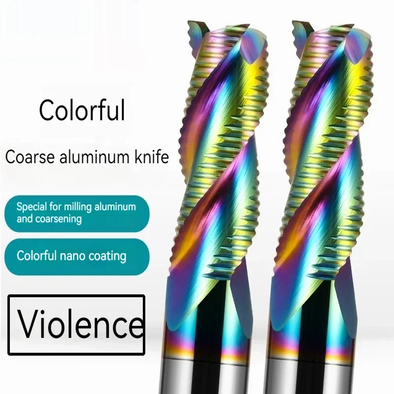 HRC60 Roughing End Mill Solid Carbide 3 Flutes For Metal Aluminum MDF Fiberglass Acrylic Wood Copper Plastic CNC Machine Tool Carbide Drill Bits