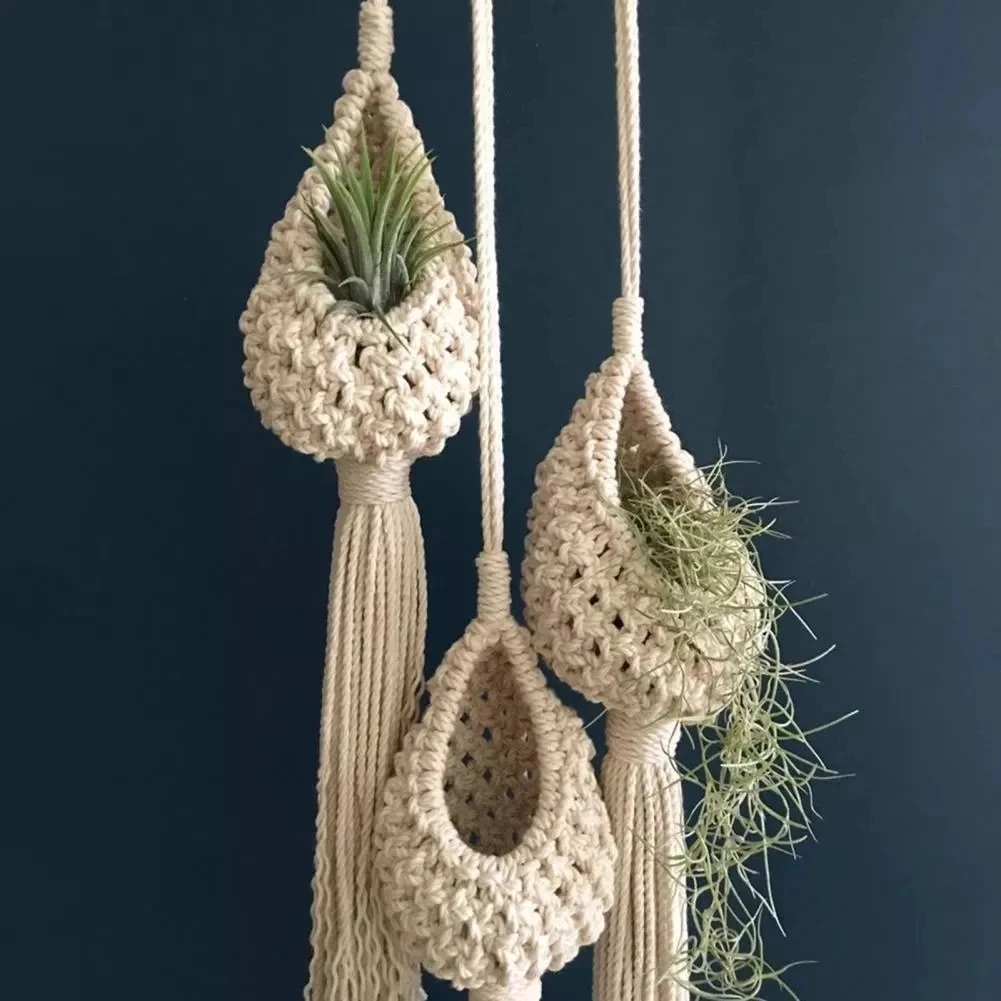 Cesta Colgante del Norte de Europa, Canasta, Maceta de Flores de Macramé, de Algodón, con Forma de Piña, para Decoración de Balcones, para la Sala de Estar - 100 cosas bonitas para la casa