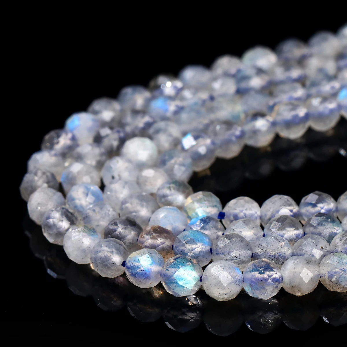 자연면 처리 된 회색 월장석 Labradorite 구슬 2 3 4mm 느슨한 스페이서 구슬 보석 만들기 Diy 목걸이 팔찌 액세서리