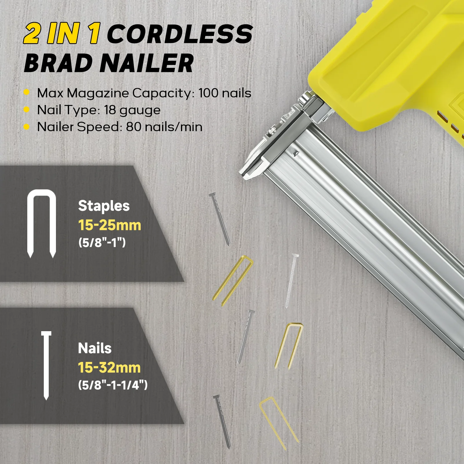 Cordless Electric Nail Gun for Straight/N-shape Nails Woodworking Universal Nailing Machine for Dewalt 20V Battery (No Battery) 4