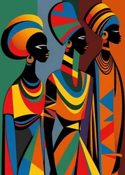 Elegant Abstract African Women Canvas Art - Nature - Inspired Wall Decor - 20x30cm (03)