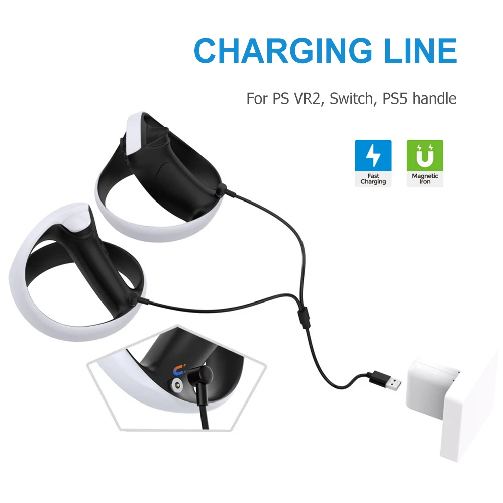 마그네틱 USB Type-C 게임 핸들 충전기 라인 2-in-1 게임패드 충전기 어댑터 플러그 앤 플레이 PS VR2용 공간 절약 액세서리