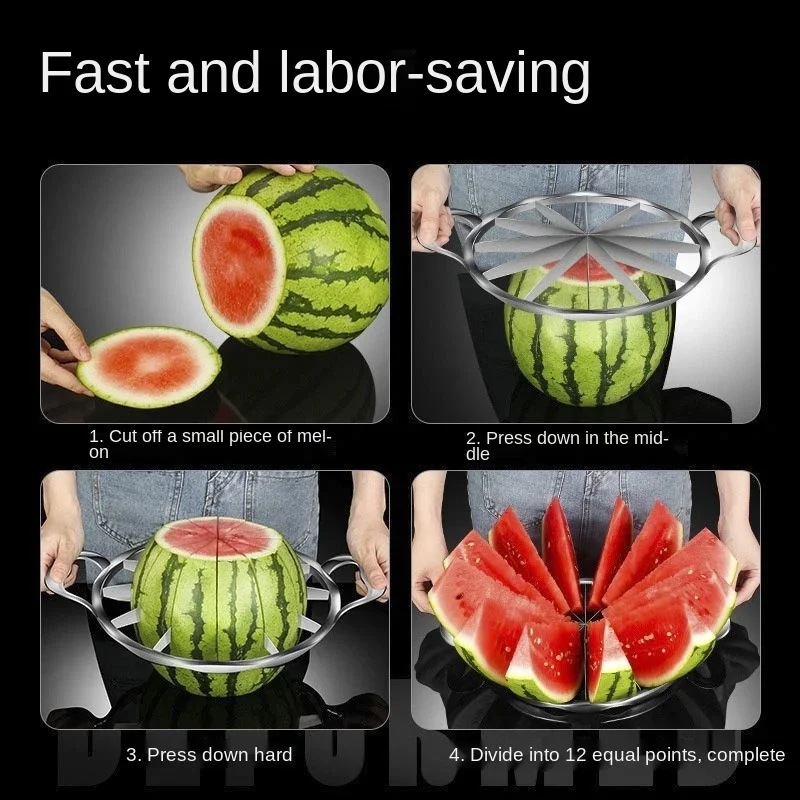 304 Stainless Steel Watermelon Slicer Cutter Jumbo Size Sliced Watermelon Cantaloupe Slicer Fruit Divider Kitchen Gadgets Items