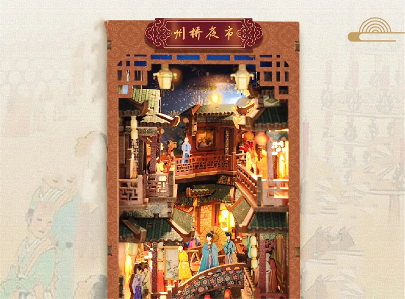 Chinese Ancient Night Market SQ10 DIY Wooden Book Nook