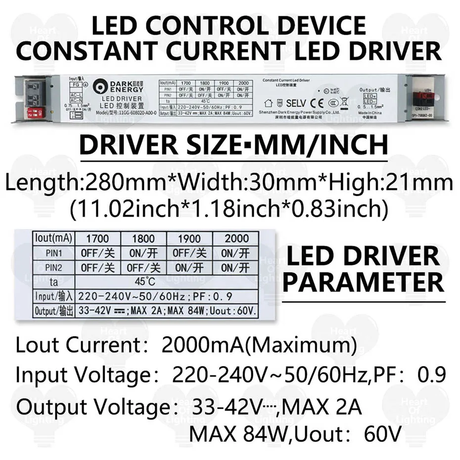 LED-Netzteil DC33-42V Beleuchtungstransformatoren AC220-240V Einstellbarer Konstantstrom 1700mA 1800mA 1900mA 2000mA LED-Treiber – Detail 1