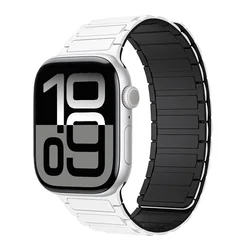 Magnetic Silicone Strap for Apple Watch - Premium Replacement Band (White black)