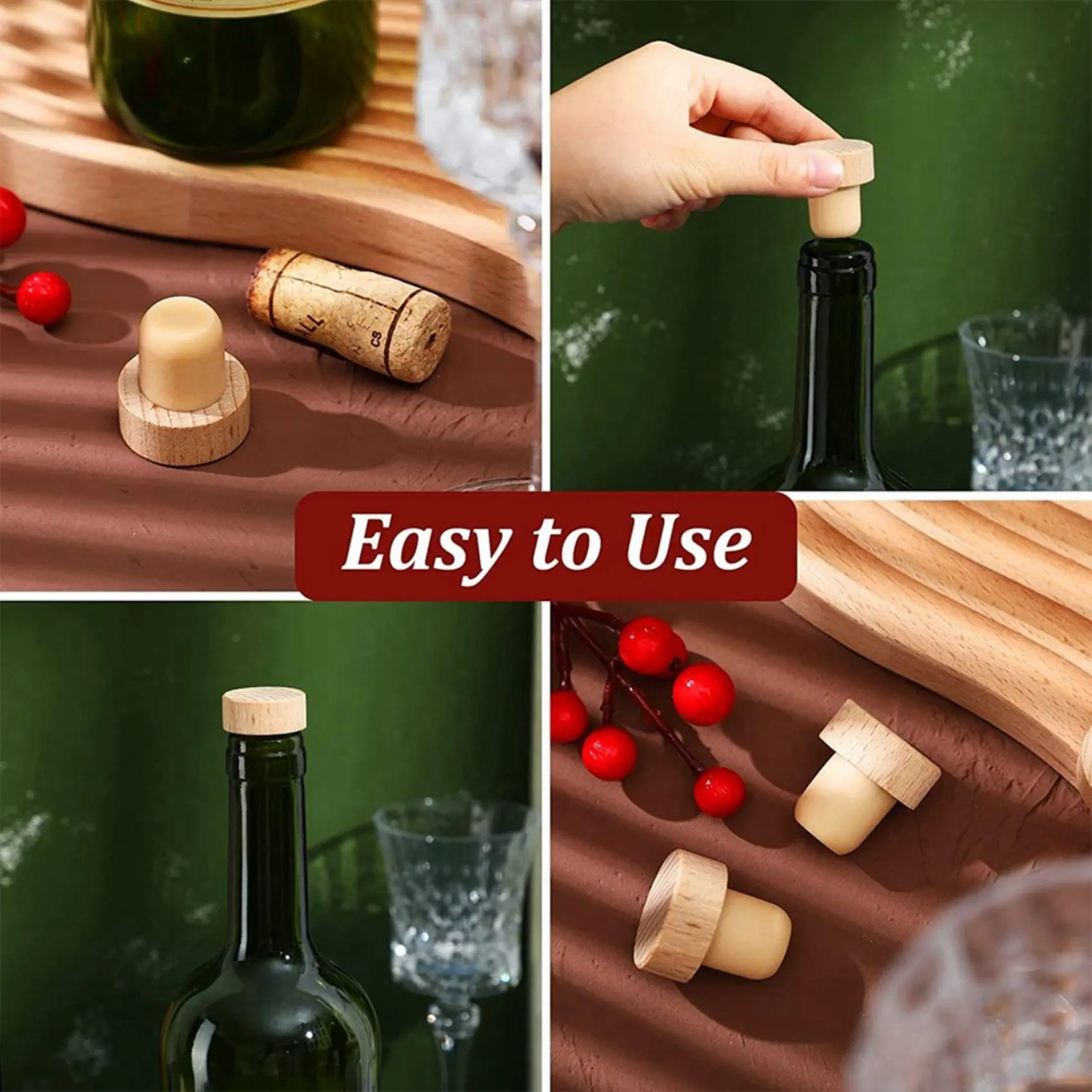 Wine Bottle Corks T Shaped Cork Plugs Cork Stopper Reusable Corks Wooden and Rubber 12 Pieces wine bottle corks