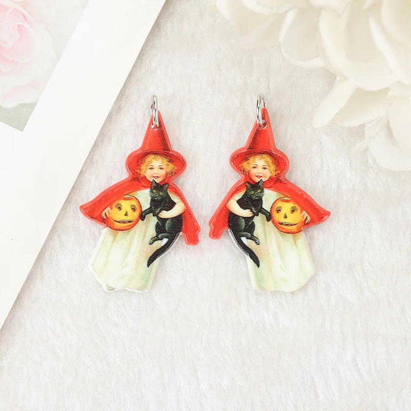 Jagowa Lot De 18 Breloques D'Halloween En Alliage En Forme De Citrouille, Sorcière Et Chat Pour Porte-clés Et Décorations