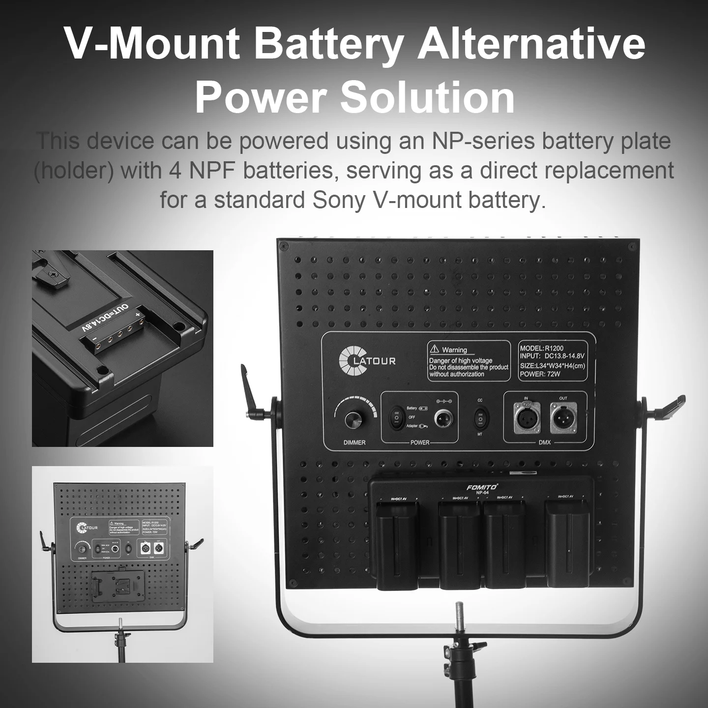 FOMITO NP-F Battery Adapter Plate V Mount Plate Battery Buckle Power Supply System for Sony NP-F Charger