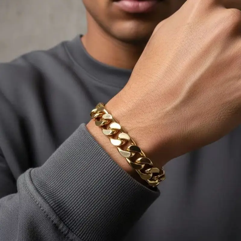Bracelet pour homme en acier inoxydable 316L, largeur 6/8 mm, style go