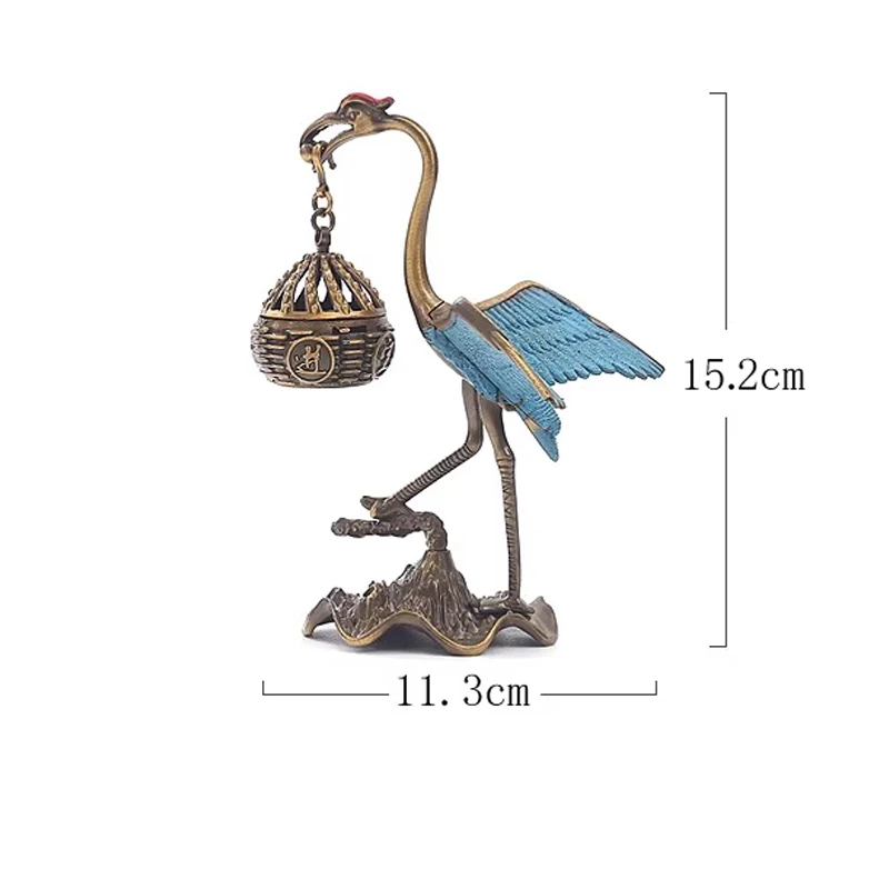 Creative Mini Aromatherapy Furnace, Home Indoor Zen Tea Ceremony Study Decorations, Metal Crane Shape Small Hanging Furnace, 1Pc