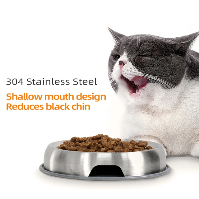 304 Stainless Steel Cat Dog Pet Bowl Non Slip Durable Anti Overthrow Shallow Mouth Design Not Black Chin Grain Basin 304 Stainless Steel Cat Dog Pet Bowl Non Slip Durable Anti Overthrow Shallow Mouth Design Not Black Chin Grain Basin