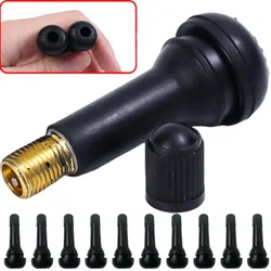 Tubeless Car Tire Valve Stems with Dust Caps - Black Rubber Accessories (4pcs)